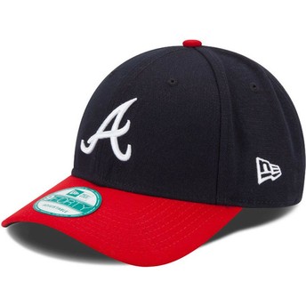 New Era Curved Brim 9FORTY The League Atlanta Braves MLB Navy Blue and Red Adjustable Cap