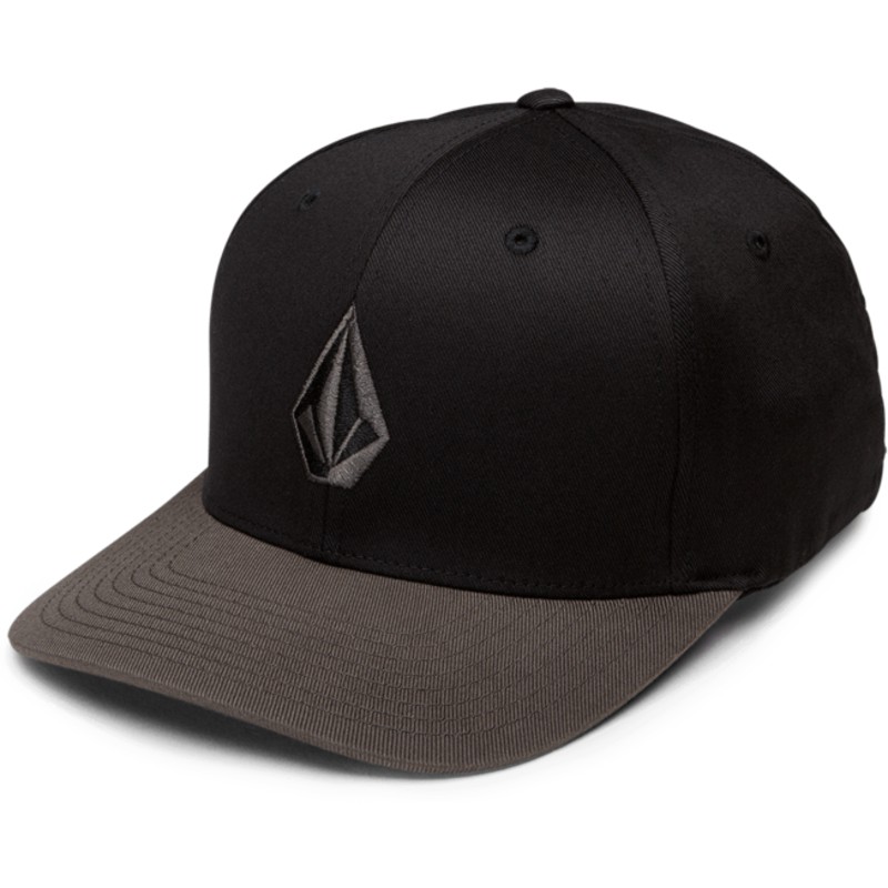 volcom-curved-brim-black-grey-full-stone-xfit-black-fitted-cap-with-grey-visor