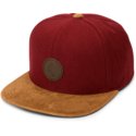 volcom-flat-brim-crimson-quarter-fabric-red-snapback-cap-with-brown-visor