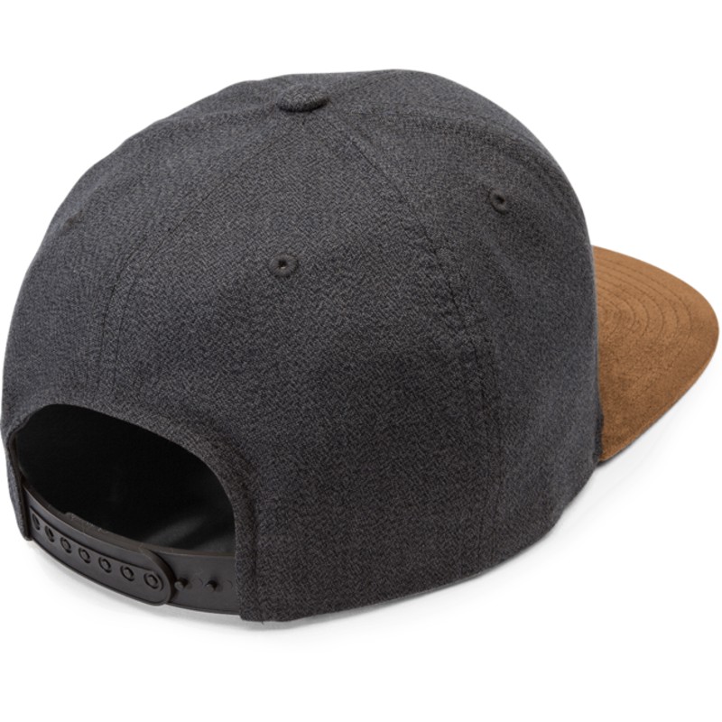 volcom-flat-brim-mud-quarter-fabric-black-snapback-cap-with-brown-visor