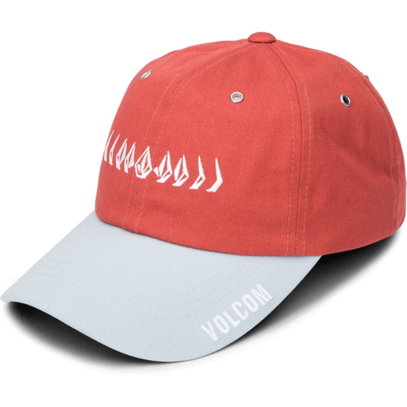 volcom-curved-brim-copper-splat-red-adjustable-cap-with-grey-visor
