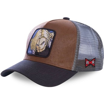 Capslab Android C-18 C18A Dragon Ball Brown and Grey Trucker Hat