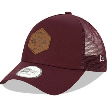 New Era A Frame 9FORTY Heritage Patch Maroon Trucker Hat