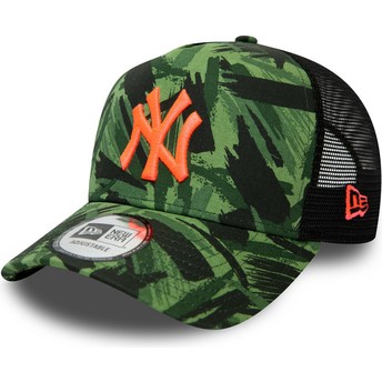 New Era Orange Logo Seasonal A Frame New York Yankees MLB Camouflage Trucker Hat