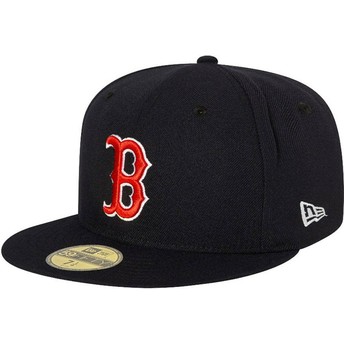 New Era Flat Brim 59FIFTY AC Perf Boston Red Sox MLB Navy Blue Fitted Cap