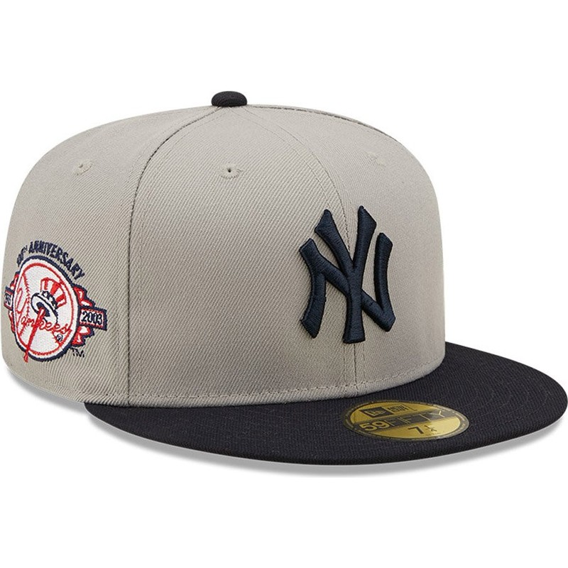 New Era Flat Brim 59FIFTY Side Patch New York Yankees Grey and Navy Blue Fitted Cap
