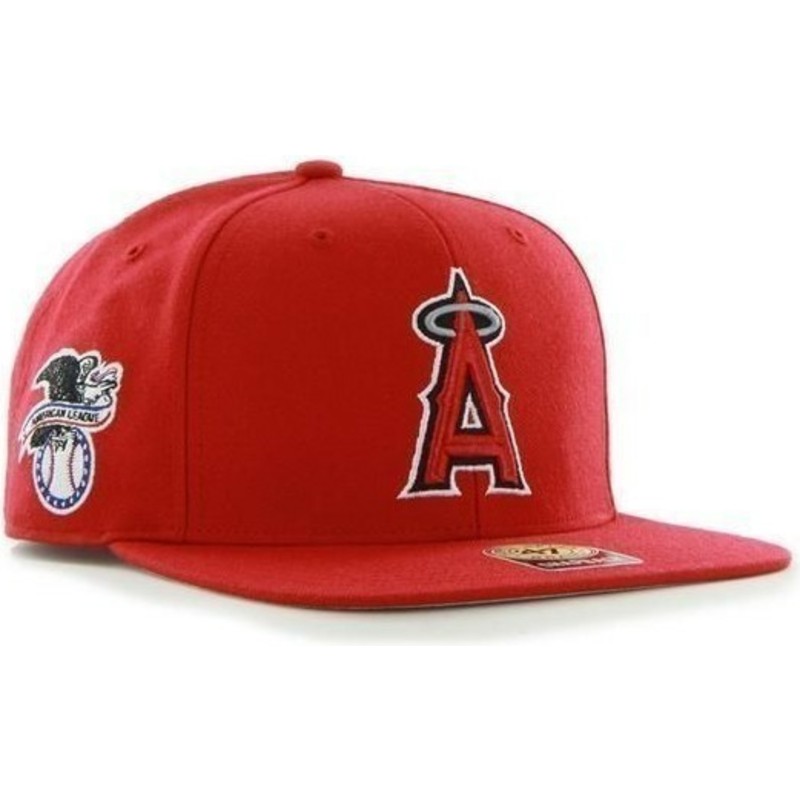 47-brand-flat-brim-side-logo-mlb-los-angeles-angels-of-anaheim-smooth-red-snapback-cap