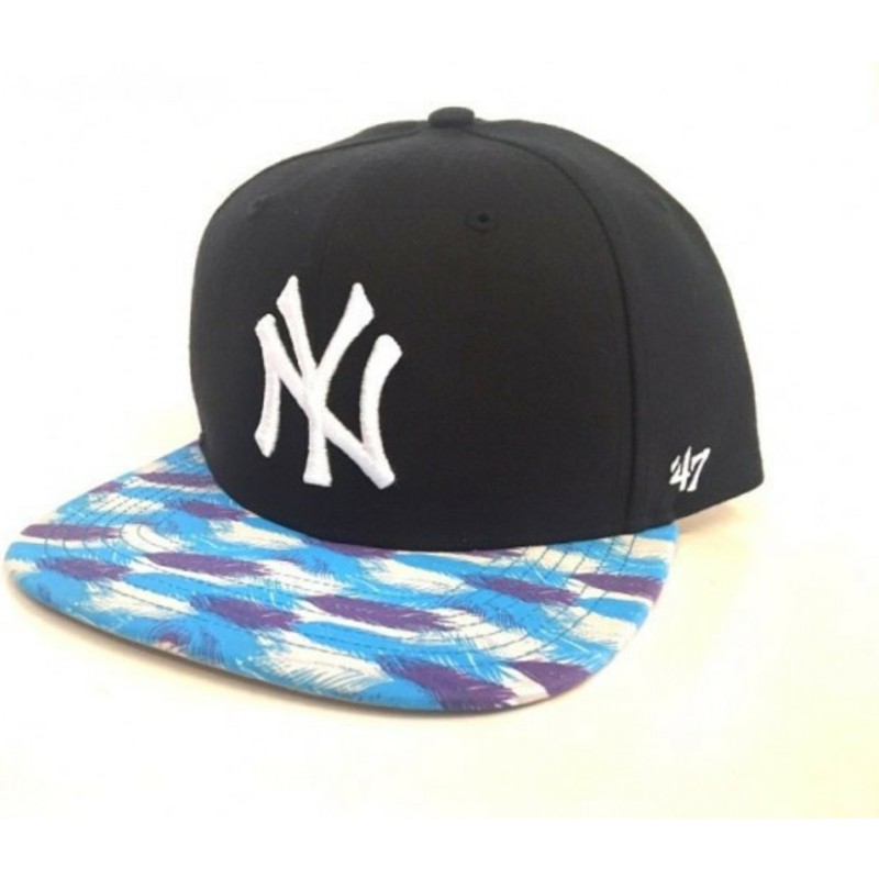 47-brand-flat-brim-new-york-yankees-mlb-navy-blue-snapback-cap-with-print-visor